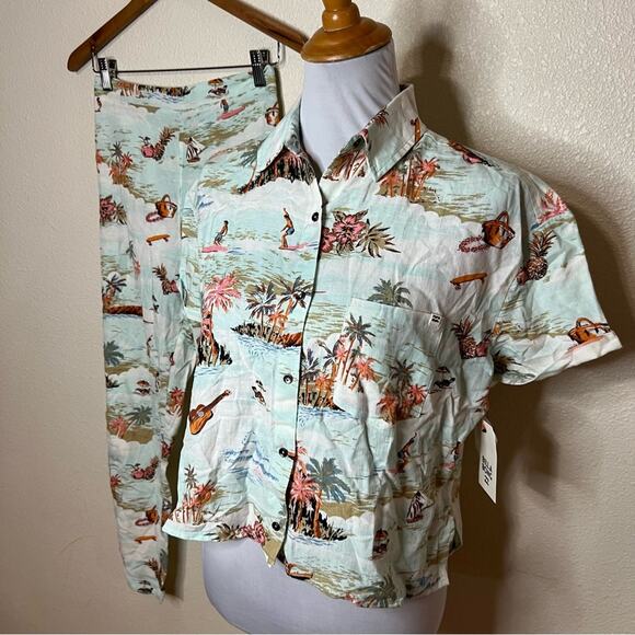 Billabong Hana Koa Beach surfer short sleeve button shirt & pants set NEW SMALL - Picture 4 of 12
